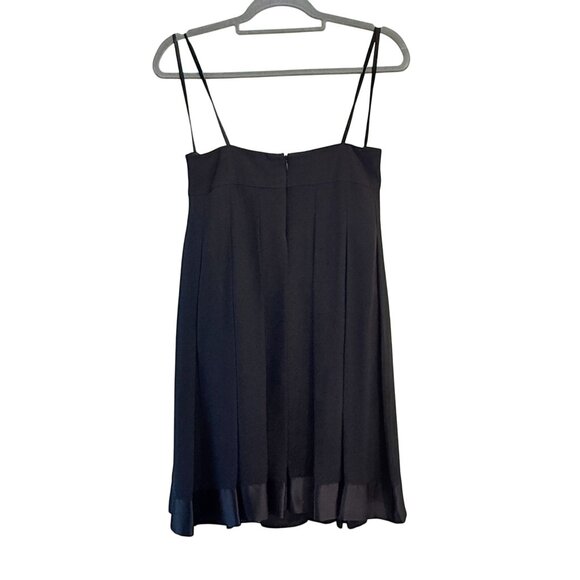 Shani Black Strapless Cocktail Dress Tuxedo Style Pleated White Bib Silk Size 4 - Picture 2 of 9